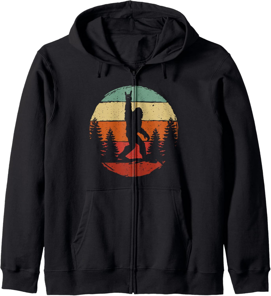 Vintage Retro Rock and Roll Bigfoot Silhouette Sasquatch Kapuzenjacke