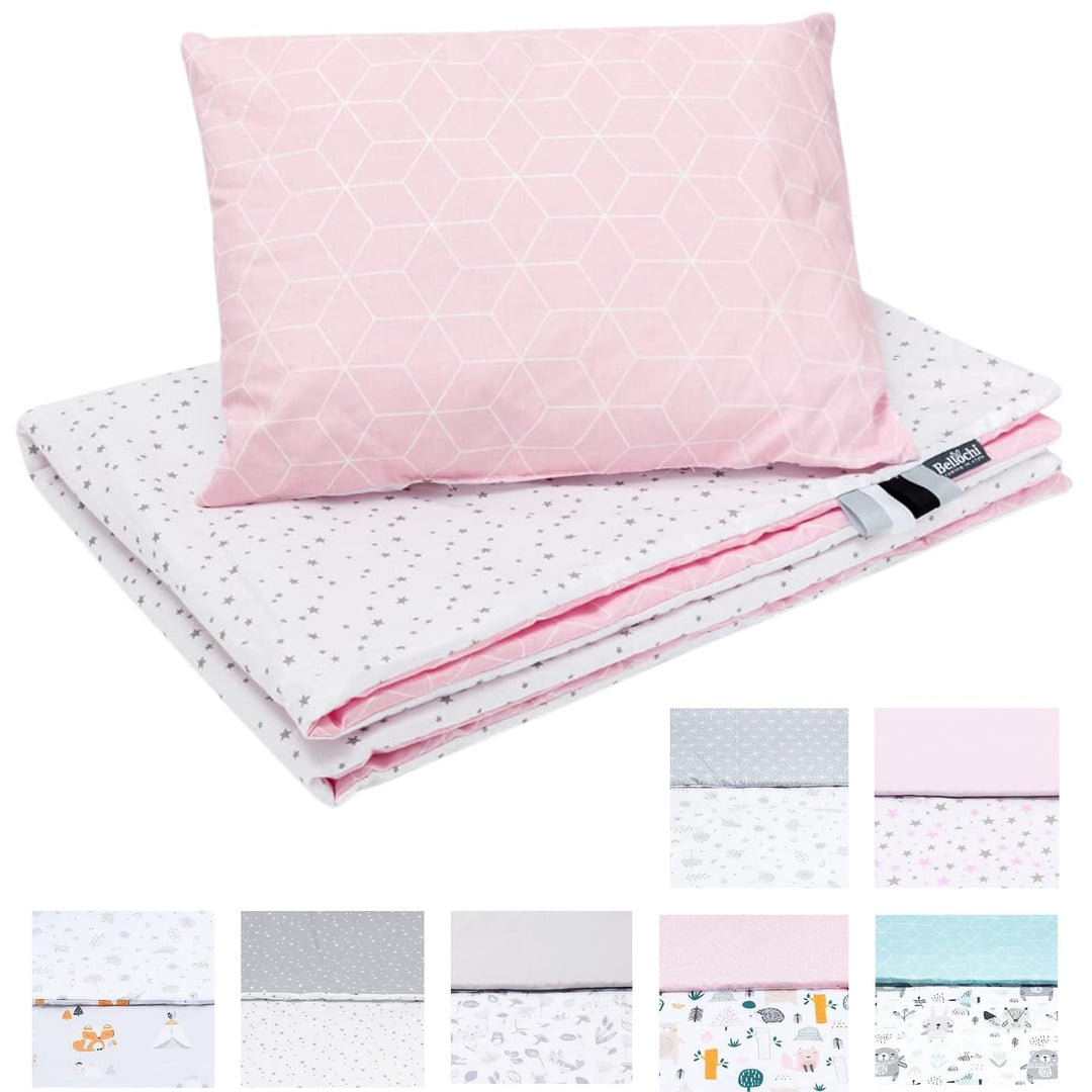 Bellochi Multifunktional Baby Decke Set - Doppelseitig Baby Bettwäsche 75x100 cm und Kissen 30x40cm