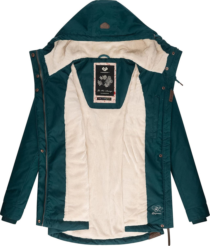 Ragwear Damen warme Winterjacke kurz mit Kapuze Monade XS-6XL M Dark Green22, M Dark Green22