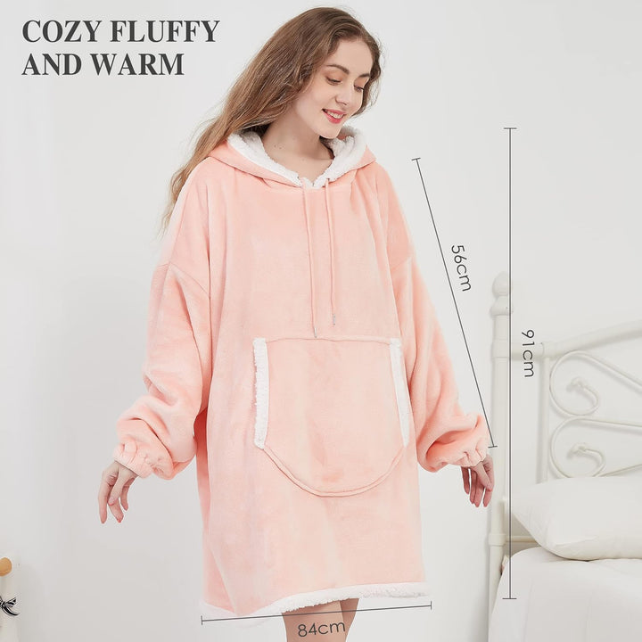 Viviland Pullover Damen & Herren Hoodie Sweatshirt, grosser und Warmer Hausanzug für Erwachsene Rosa