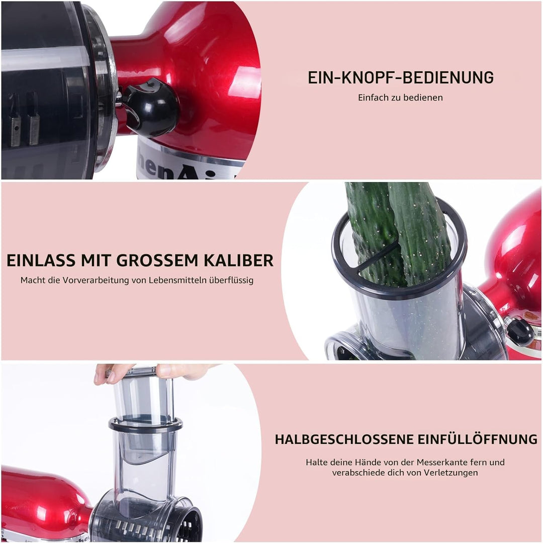 Gdrtwwh Slicer Shredder Aufsatz für KitchenAid Standmixer, 5 in 1 Käsereibe, Edelstahlklingen, BPA-f