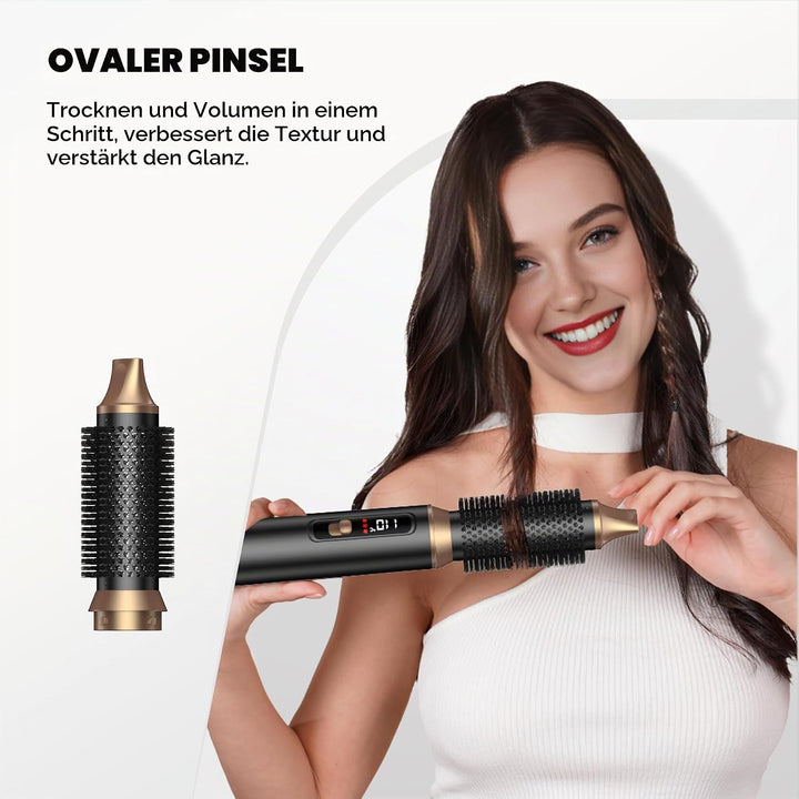 OKWRAP LCD Hairstyler 5 in 1 Haarstyler Airbrush, Hair Styler Set Mit Rundbürstenföhn Haarstyler War