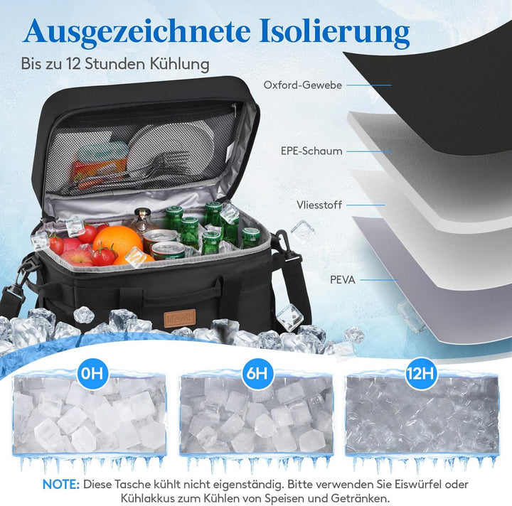 Lifewit Kühltasche 20L, Faltbar Picknicktasche für Essen & Getränke, Kühlbox Tragbare Eistasche für