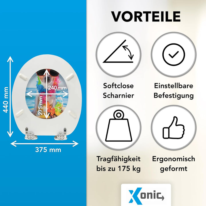 Xonic Design WC-Sitz - Premium Klo-Deckel - Toilettensitz mit Absenkautomatik - hochwertige Klobrill