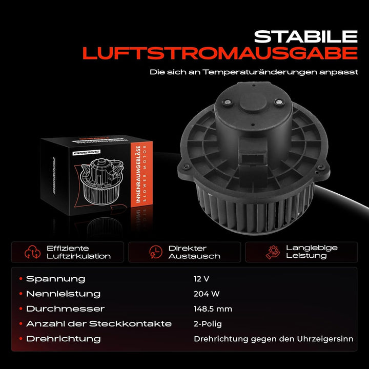 Frankberg Heizungsgebläse Gebläsemotor 2-Polig Kompatibel mit Captiva C100 C140 2.0L-3.2L 2006-2020