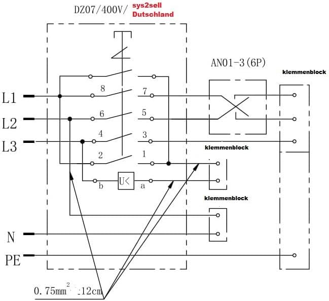 Anbauschalter DZ08-4 400V mit NotAus Klappe und Umschalter für Recht-/Linkslauf - Baugleich KEDU KOA
