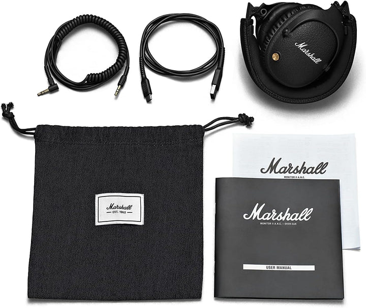 Marshall Monitor II Bluetooth Kopfhörer mit Active Noise Cancelling, 30 Stunden Spielzeit – Schwarz