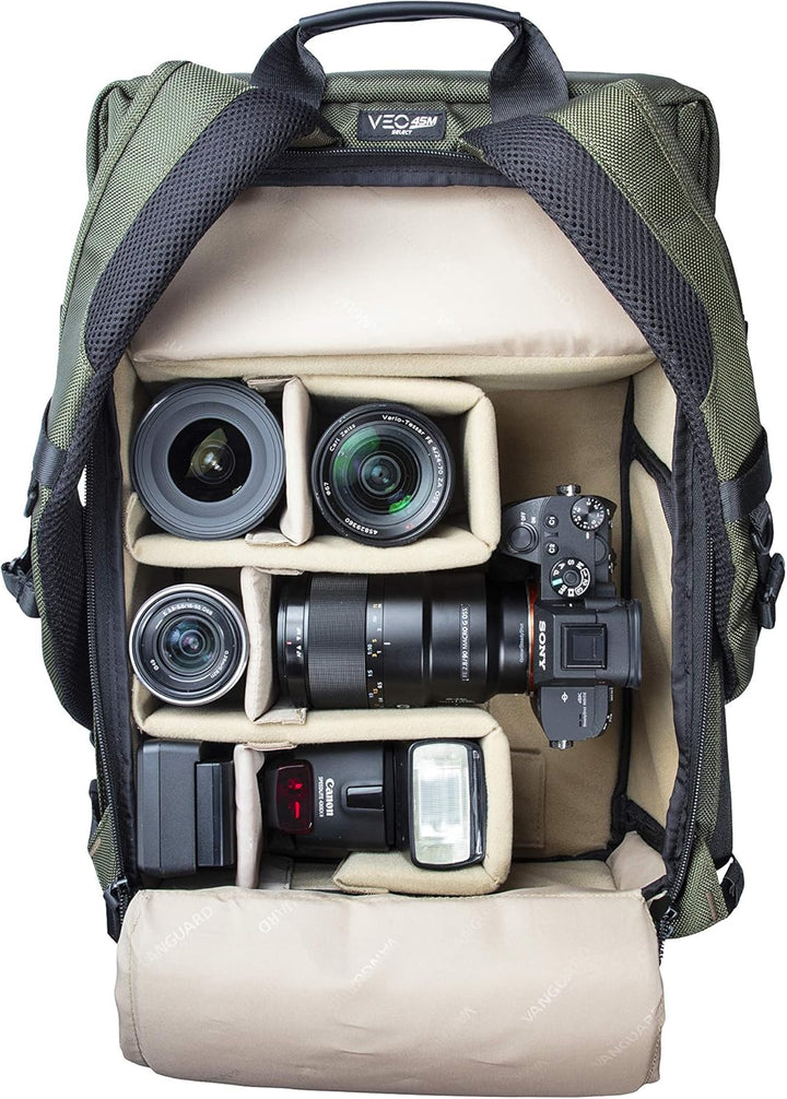 Vanguard VEO SELECT45M GR Rucksack/Schultertasche für DSLR-Kamera, Videoausrüstung oder Drohne, Grün