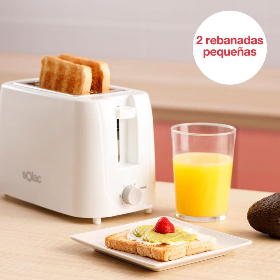 Solac - Mini-Toaster Buon Giorno 750W | 2 Schlitze für Toastbrot | 6-stufiger Bräunungsregler | Selb