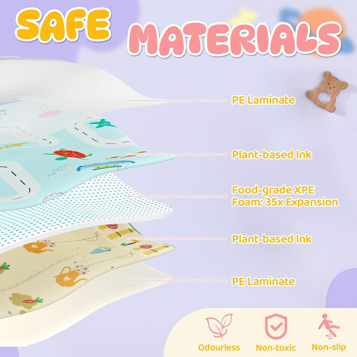 Huracan Premium Spielmatte Baby, Krabbelmatte Kinder 180x120cm, EXTRA DICK 10mm Beidseitig Babymatte