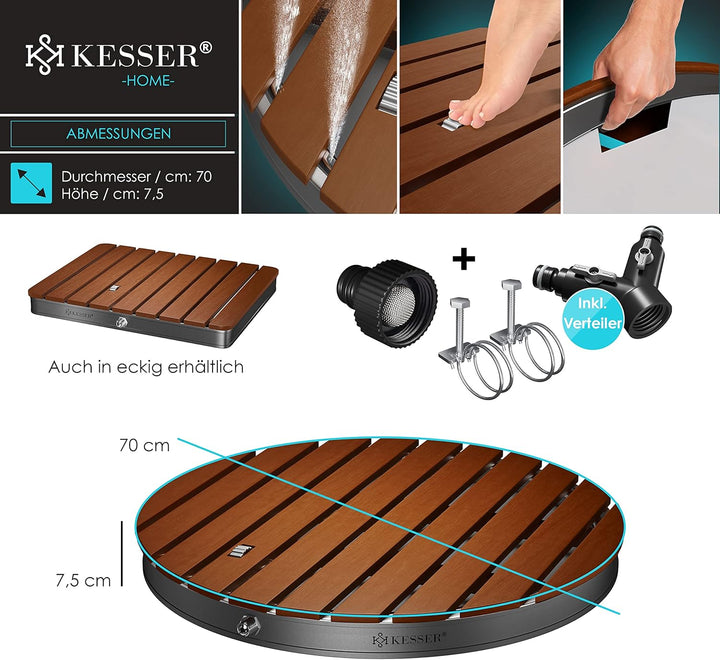 KESSER® Gartendusche Bodendusche Aussendusche Saunadusche Campingdusche Ø 70 cm Rund Fontänenhöhe bi