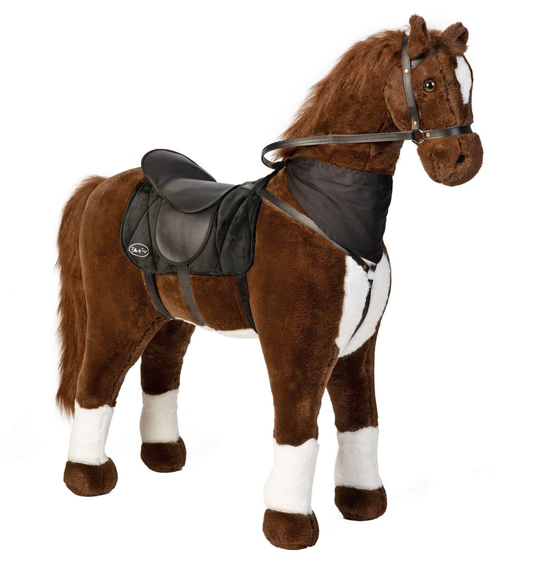 ELLA & PIET® Grosses XXL Stehpferd Orlando mit Sattel (Braun-Schwarz) Standpferd Pferd Reitpferd