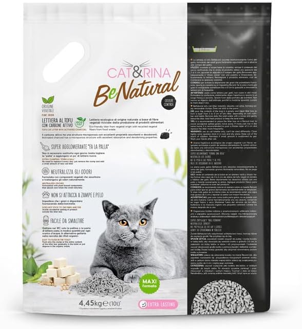 Cat&Rina BeNatural Tofu Katzenstreu, pflanzlich und stark klumpend. Biologisch abbaubar und in der T