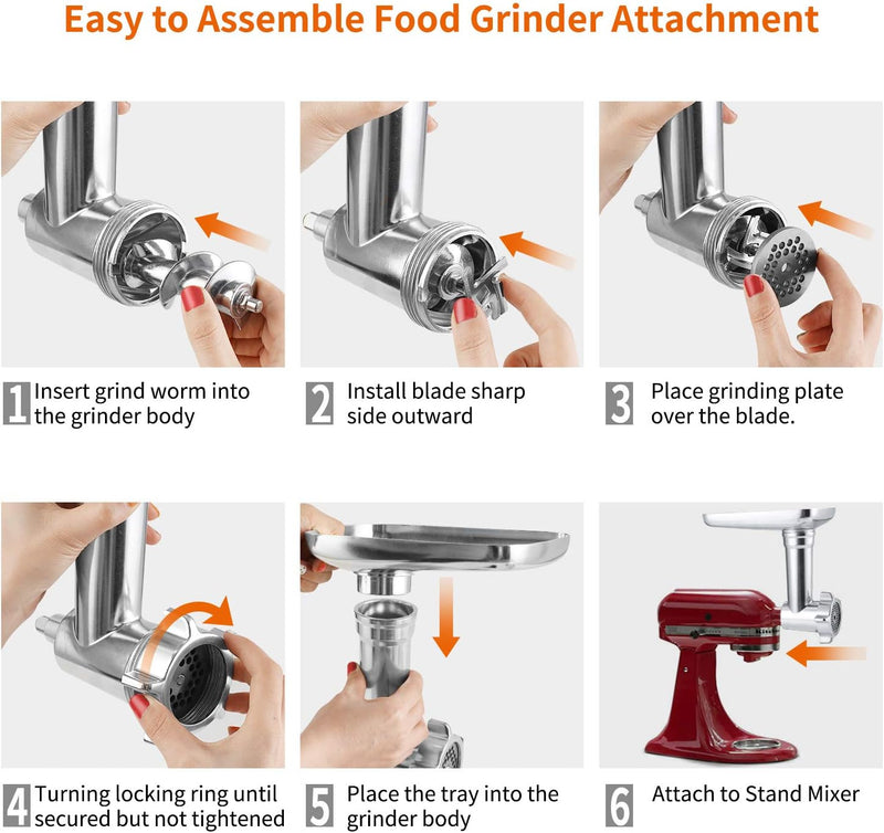 Gdrtwwh Fleischwolf Aufsatz kompatibel mit allen KitchenAid/PHISINIC Küchenmaschine-mit 3 Wurstfüllh