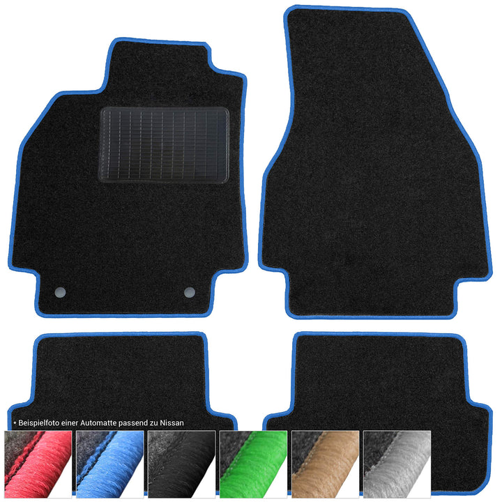 Fussmatten Auto Velours Autoteppiche Schwarz Automatten Set 4-teilig passend für Nissan Micra 2010-2