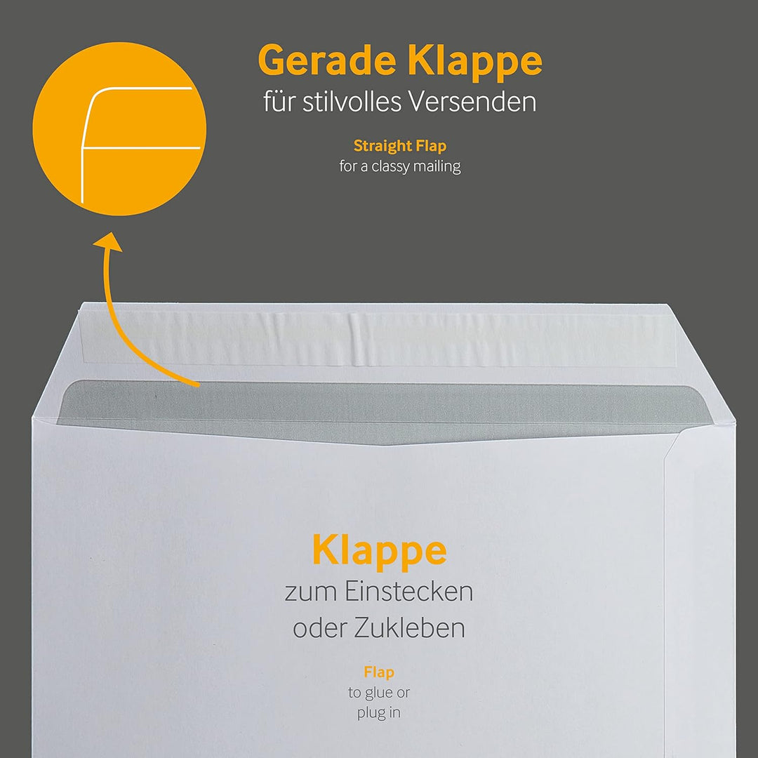 250 Stück, Versandtaschen, C4, ohne Fenster, weiss, Haftklebend, 229 x 324 mm, Briefumschläge, Kuver