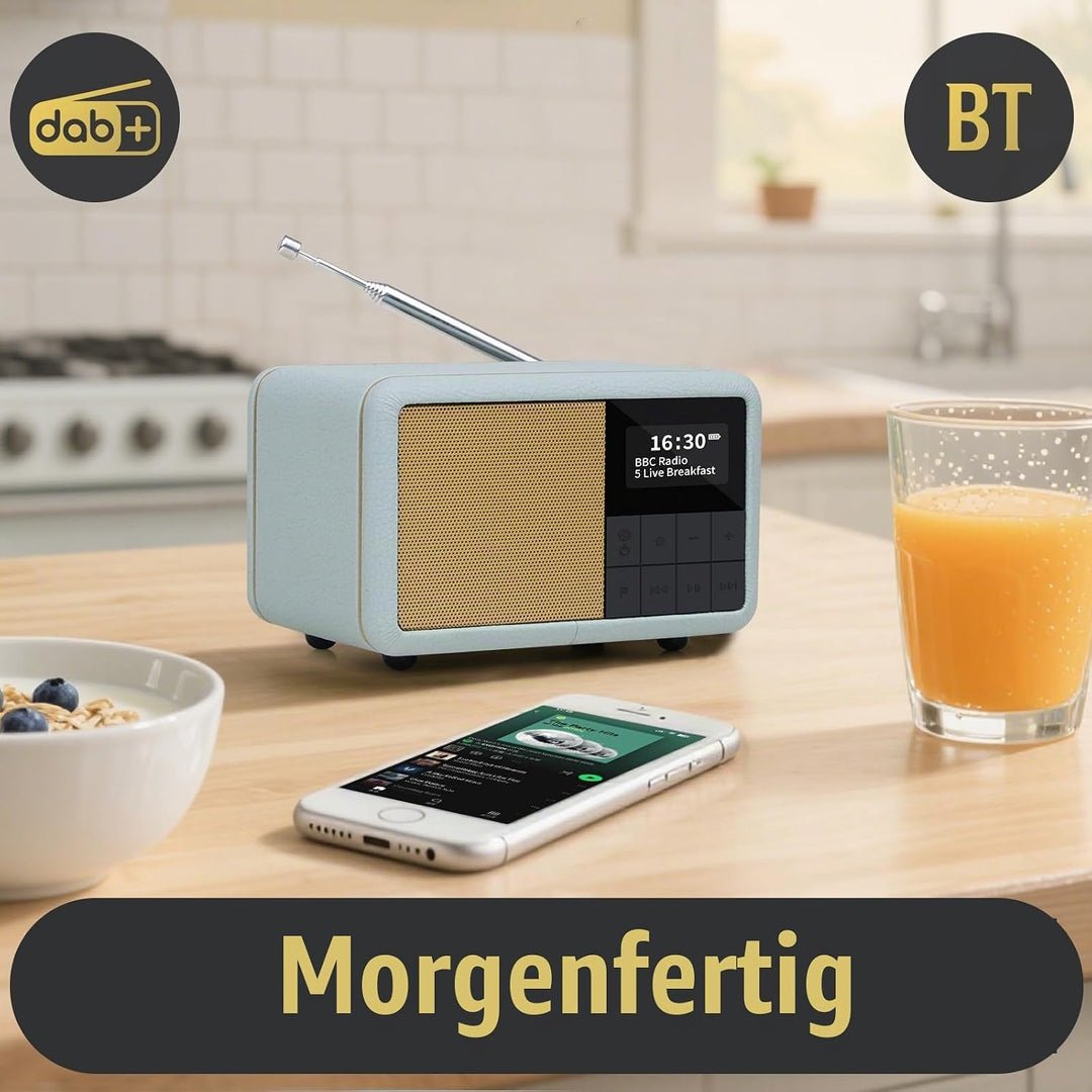 LEMEGA CR7 Tragbares Mini DAB Radio mit Bluetooth（Akku mit bis zu 12 Stunden Laufzeit,UKW,IPX4 wasse