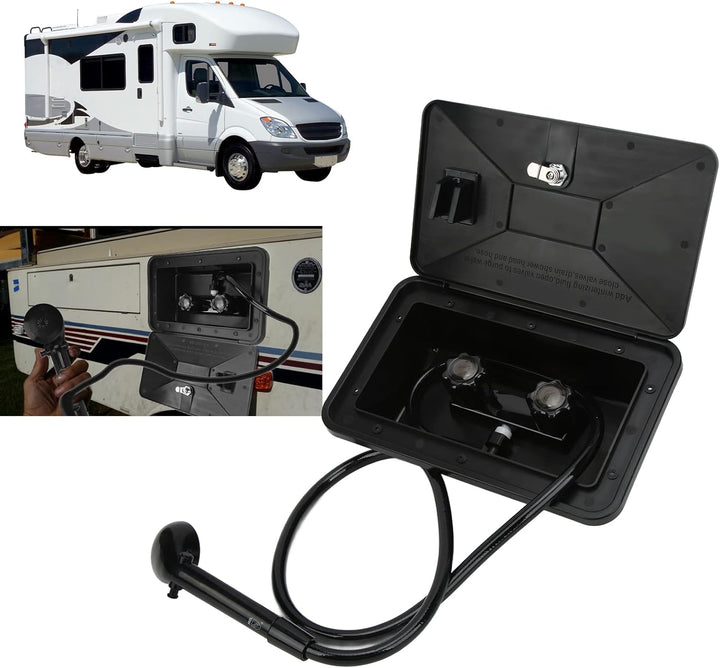 Qiilu Aussendusche für Wohnmobile Schwarzes ABS-Aussenduschen-Kit Aussendusche für Wohnmobile mit 2