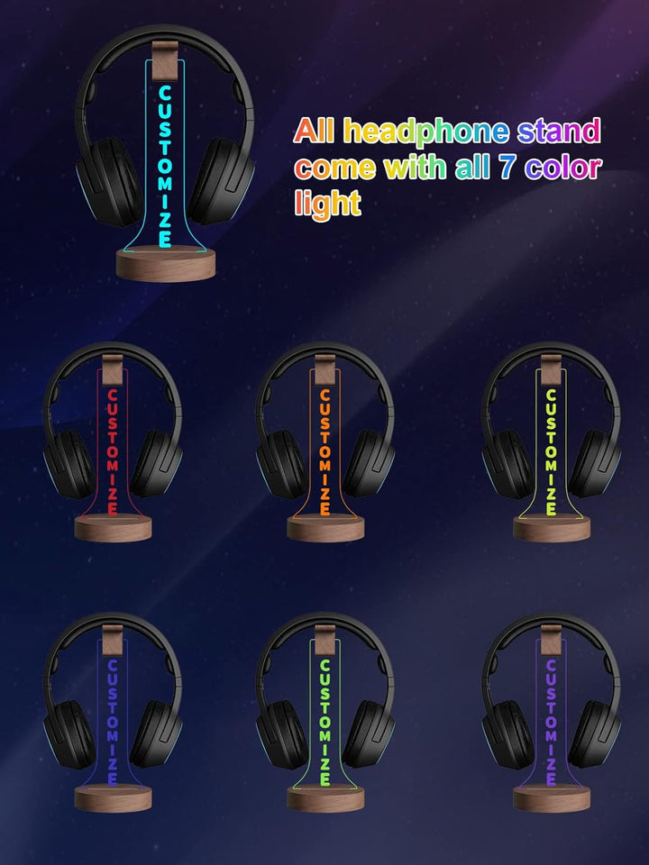 YuanDian personalisierte Licht bis Kopfhörer Stand für Schreibtisch, Gaming Headset Holzhalter RGB m