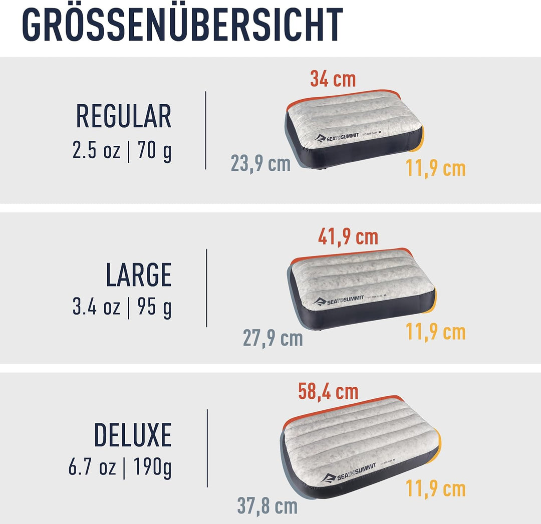 Sea to Summit Aeros Down Pillow Deluxe - Kopfkissen/Daunen Reisekissen, Grey