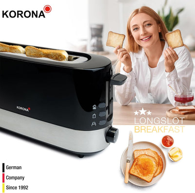 Korona 21305 Toaster 2 Scheiben | Langschlitz | extra schmales Gehäuse | platzsparend | stufenlos ei