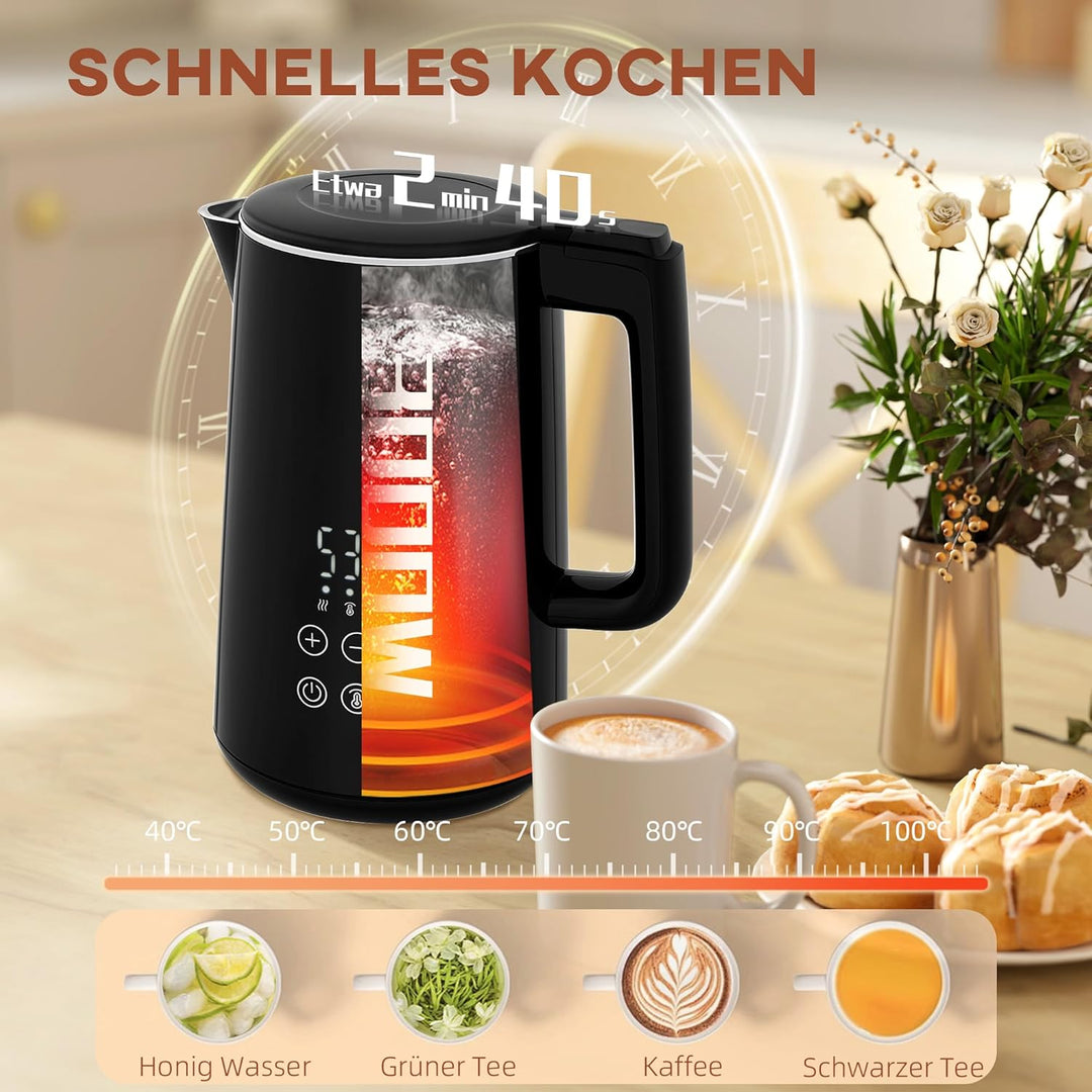 HOMCOM Wasserkocher Toaster Set Edelstahl 1,5L 2200W Wasserkocher automatischer mit Abschaltung 2 Sc