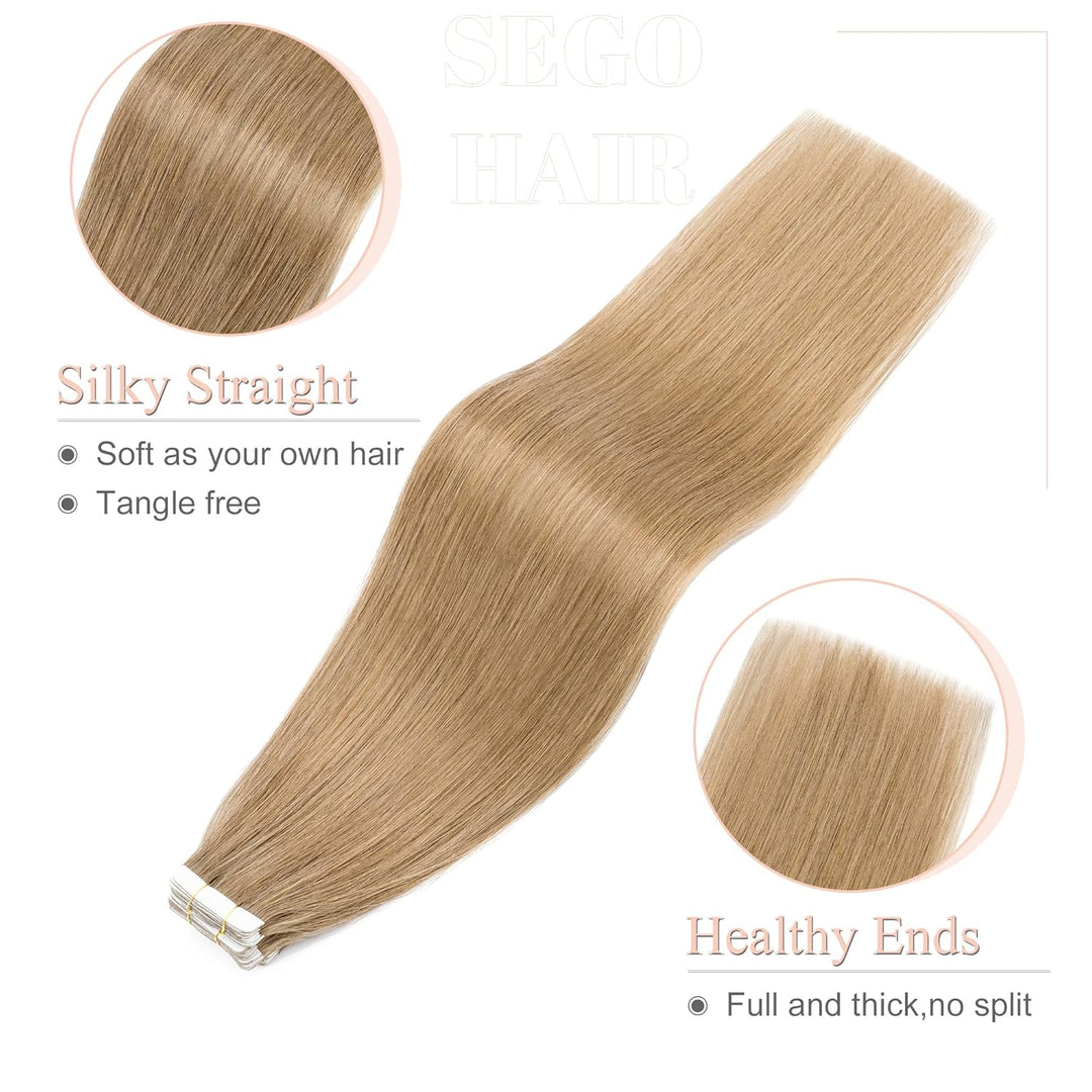 SEGO Tape Echthaar Extension Haarverlängerung Invisible Seamless Haarteile Skin Weft Menschenhaarver