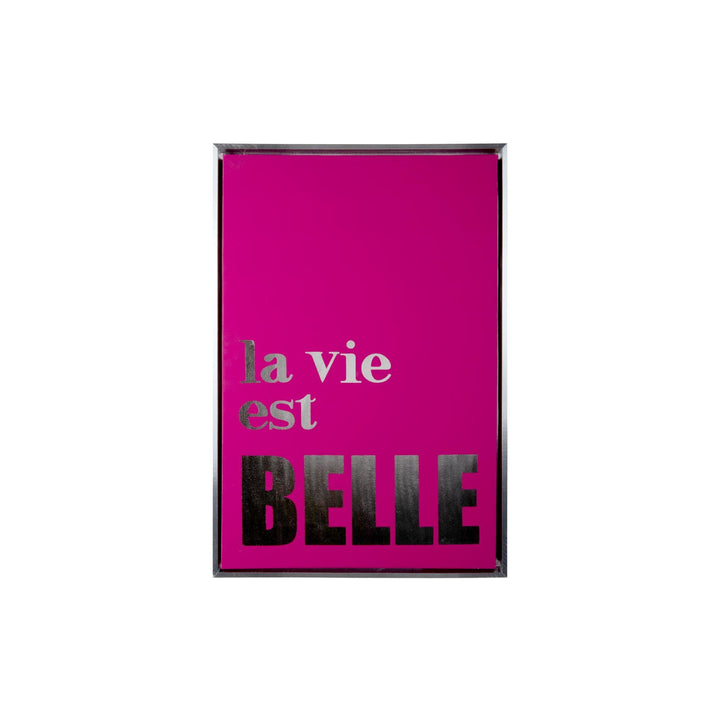 Present Time Wanddekoration La Vie Est Belle Medium - Rosa - 60x3.2x40cm | Rechteck - skandinavisch