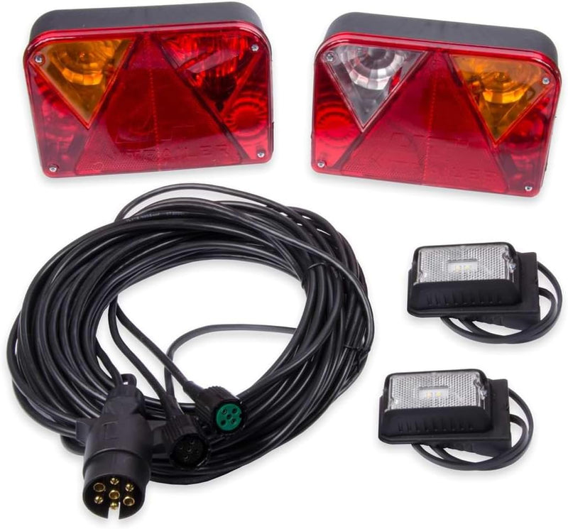 UNITRAILER Anhänger Rückleuchten Set Mit 7-pol. 7 M Kabelbaum + 2 Led-umrissleuchten