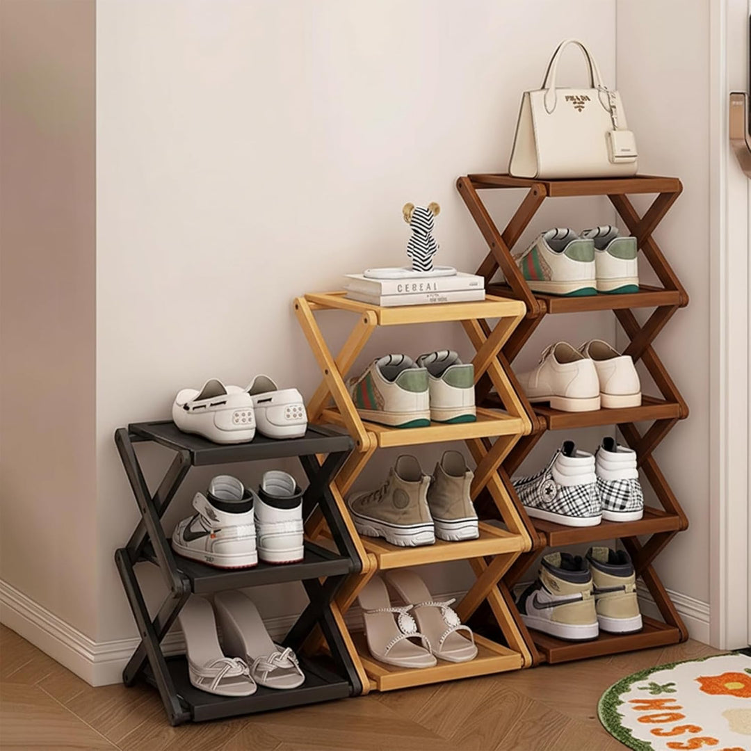 Simcat Bamboo Standing Foldable Shoe Rack, Eco-Friendly – Multiple Layers Available, Widened & Talle