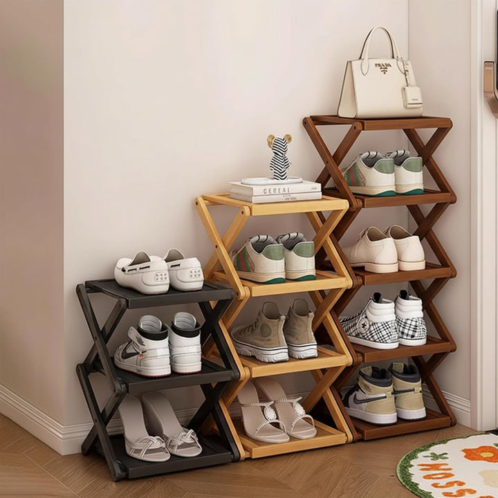 Simcat Bamboo Standing Foldable Shoe Rack, Eco-Friendly – Multiple Layers Available, Widened & Talle