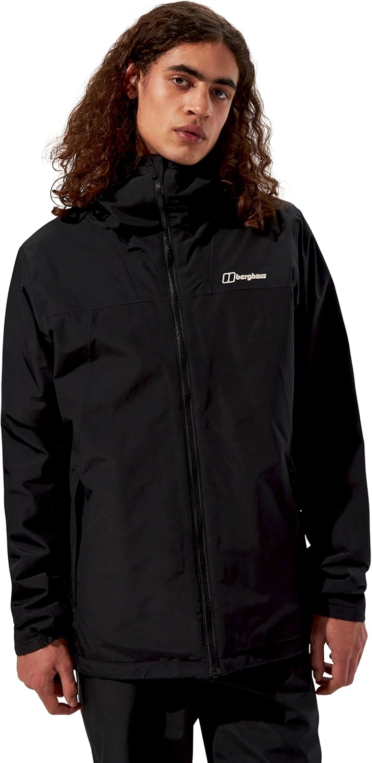 Berghaus Herren Deluge Pro Shell-Regenjacke | Strapazierfähig | Atmungsaktive Jacke Jacke XS Schwarz