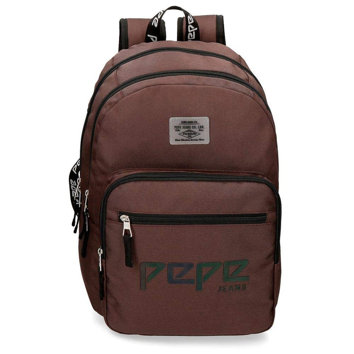Pepe Jeans Osset Doppelfach-Rucksack Braun 31x46x16 cms Polyester 21.39L Braun Doppelter Rucksack, B