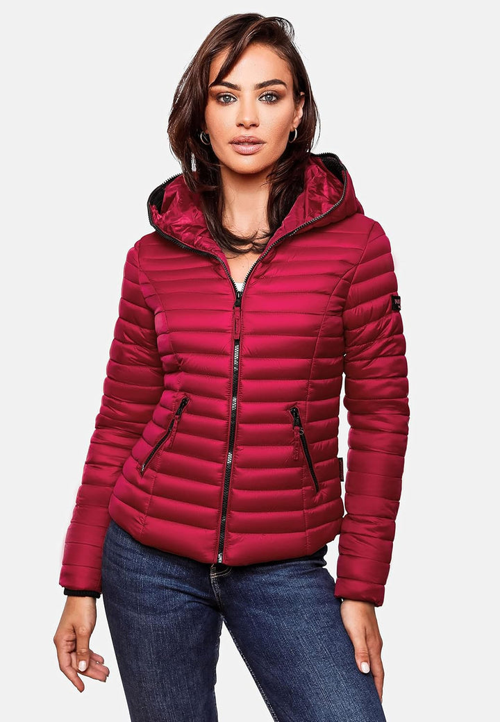 Navahoo Damen Damen leichte Übergangsjacke Steppjacke mit Kapuze Kimuk XS-XXL XS Fuchsia, S