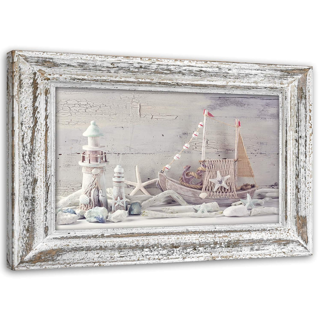 Feeby Bild auf Vlies Leinwand Shabby Chic Illusion Rahmen 90x60 cm Kunstdruck Modern Wandbilder Deko