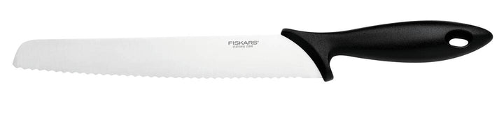 Fiskars Brotmesser mit Wellenschliff, Essential, Kunststoff/Edelstahl, Klingenlänge: 23 cm, Schwarz/