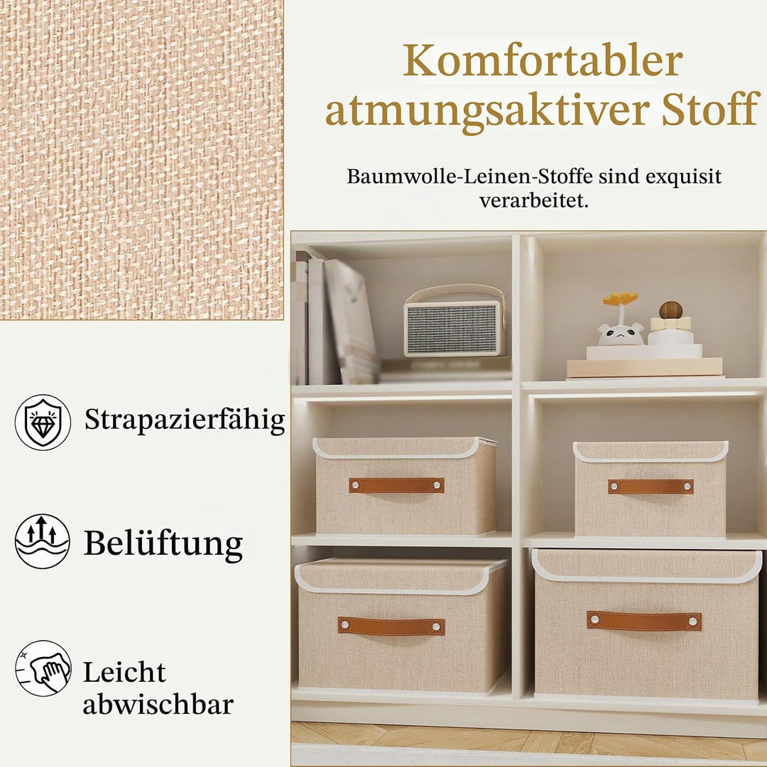 OUTBROS 2 Stück Faltbare Aufbewahrungskörbe, Dekorative Aufbewahrungsbox mit Deckel, Kleiderschrank