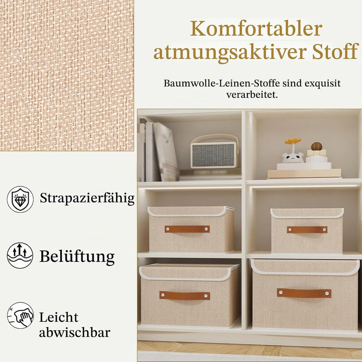 OUTBROS 2 Stück Faltbare Aufbewahrungskörbe, Dekorative Aufbewahrungsbox mit Deckel, Kleiderschrank
