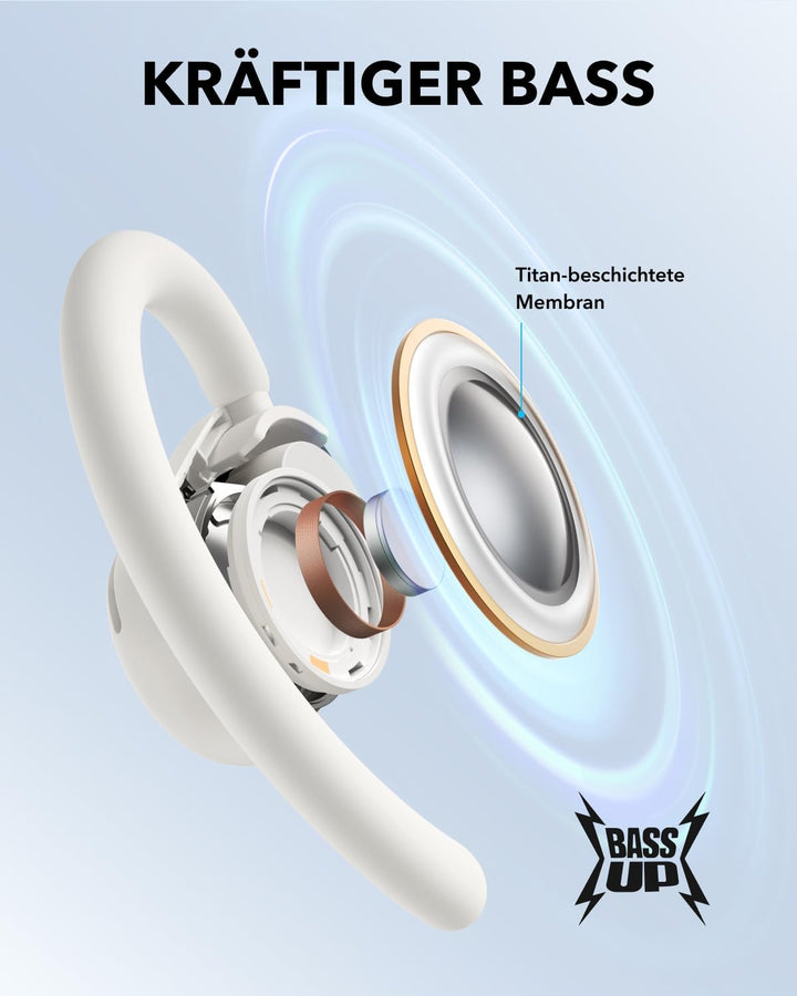 soundcore V20i von Anker Open-Ear Kopfhörer, verstellbare Ohrhaken, komfortabel, fester Halt, starke