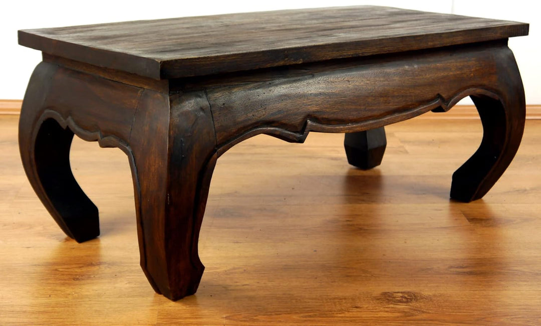 livasia Opiumtisch, Couchtisch, Sofatisch, Massivholztisch (Dunkelbraun), Dunkelbraun