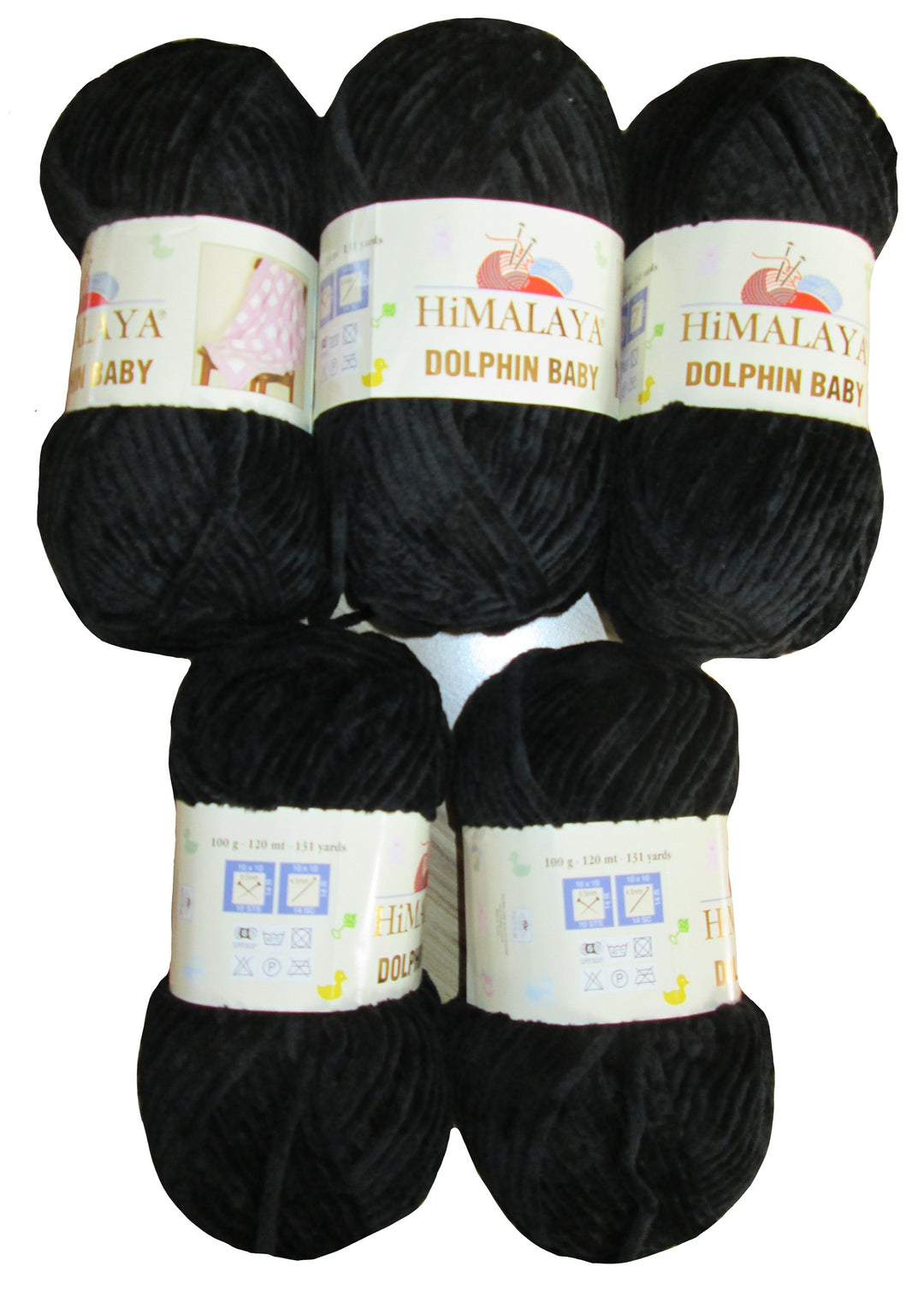 Himalaya Dolphin Strickgarn, 5 x 100 g, Babygarn, 500 g Garn Super Bulky, 600 m Schwarz 80311, Schwa