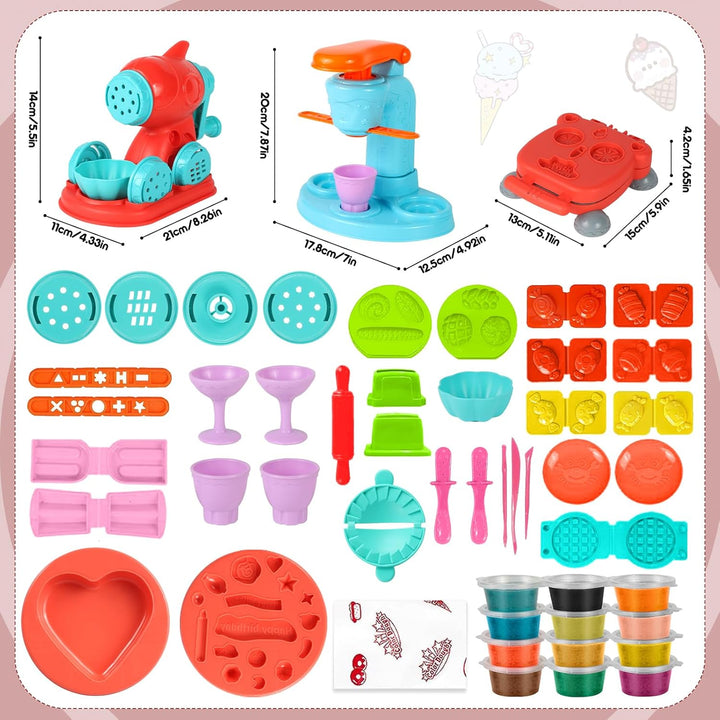 Diealles Shine Knete Set Knetwerkzeug für Kinder, Knete Dough Set, Knete Zubehör Kitchen Creations,