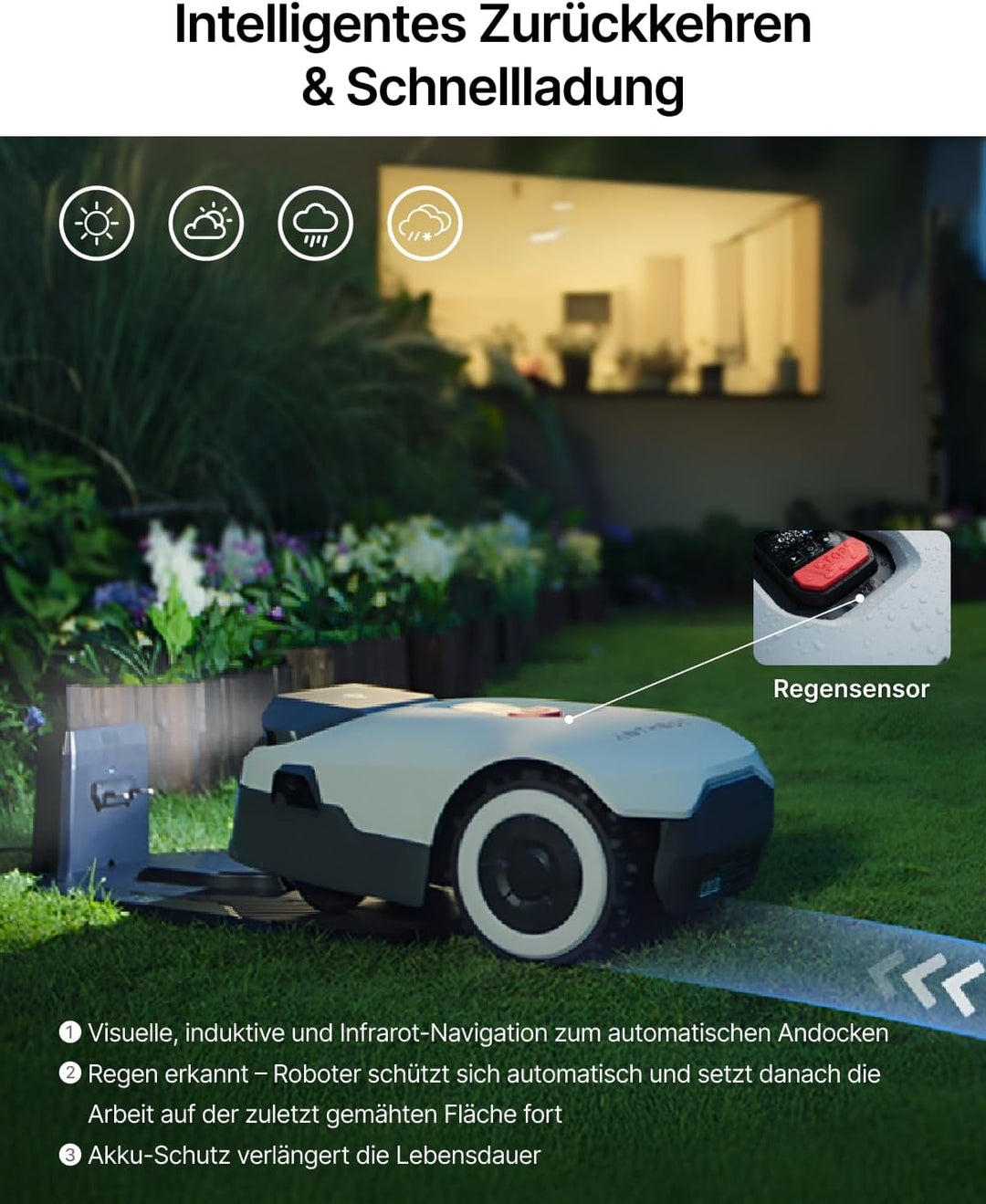 ANTHBOT Genie 600E Mähroboter ohne Begrenzungskabel, RTK + 4K KI‑Vision, bis 600–900 m², automatisch
