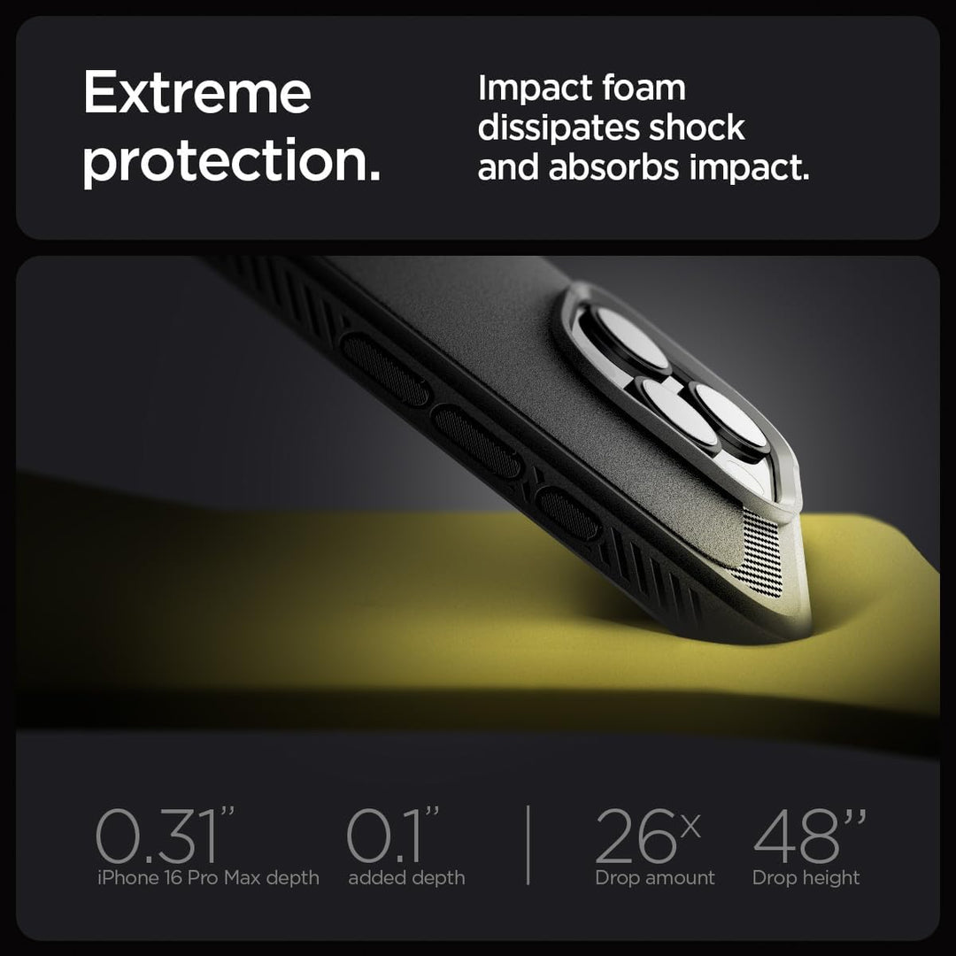 Spigen Rugged Armor MagFit Hülle für iPhone 16 Pro Max, Kompatibel mit MagSafe Zubehör -Matte Black