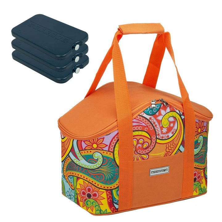 anndora Kühltasche mit Tragegriff 20 Liter - inkl. 3 anndora Kühlakkus - Farbwahl 251 PAISLEY, 251 P