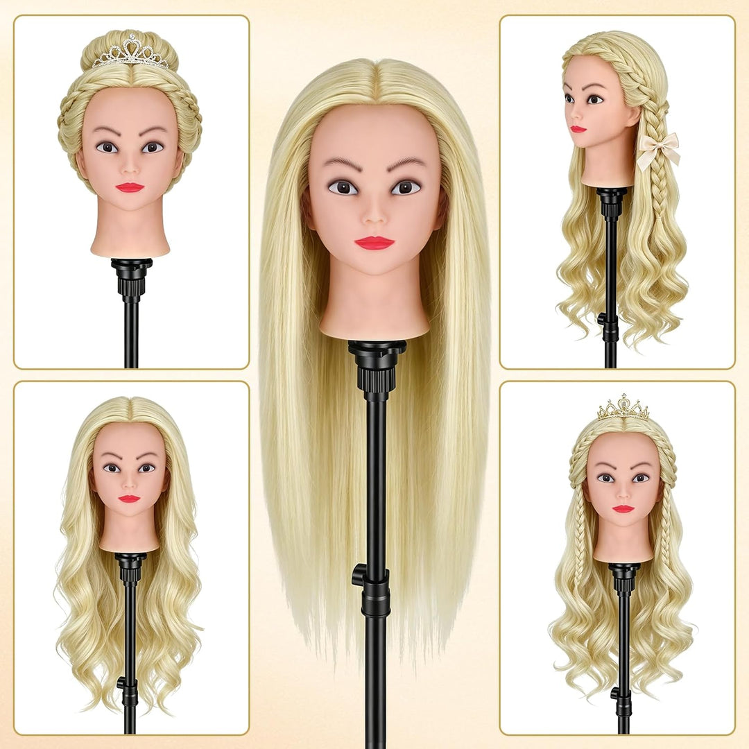 TwoWin Friseurkopf mit Haaren, 20 Zoll (51 cm) 80% Echthaar Mannequin Kopf, Trainingskopf für Stylin