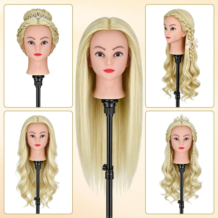 TwoWin Friseurkopf mit Haaren, 20 Zoll (51 cm) 80% Echthaar Mannequin Kopf, Trainingskopf für Stylin