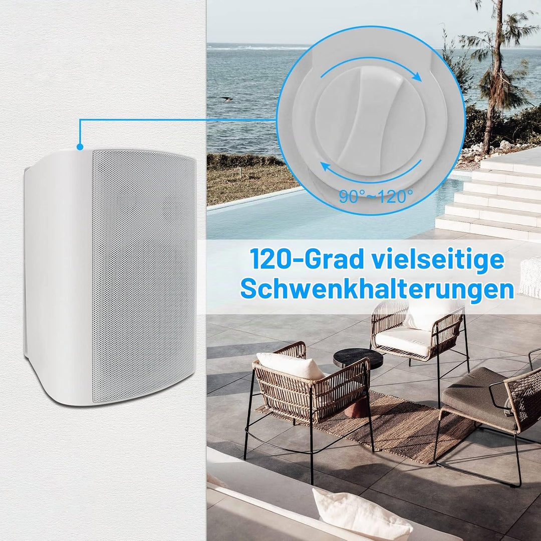 Herdio 5,25 Zoll Passive Outdoor-Lautsprecher Wasserdicht Verdrahtet 600Watt Wandmontage-Lautspreche