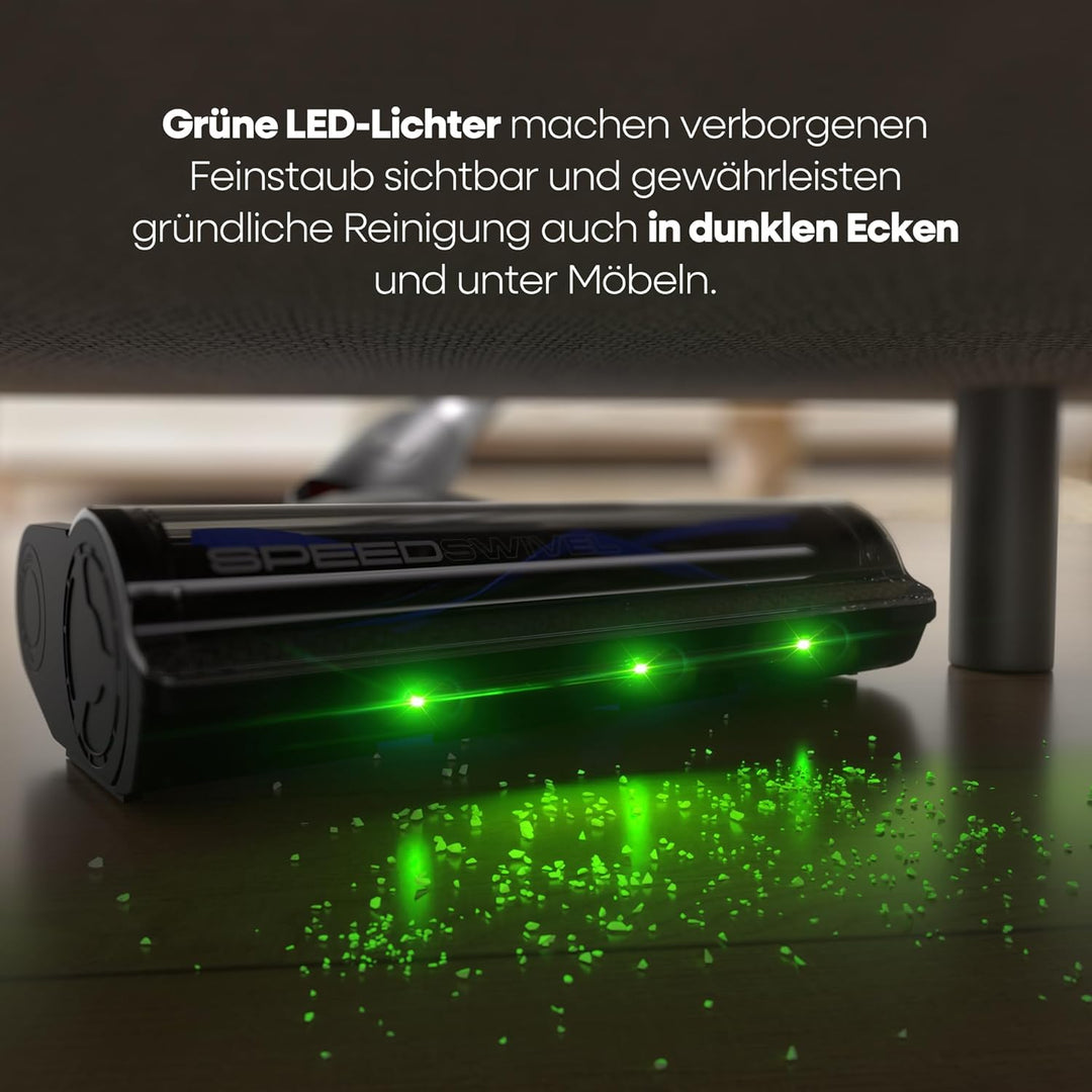 AlloyMove Akku Staubsauger 50000Pa/550W/70Min, 1.5L Staubsauger Kabellos mit Anti-Tangle-Bürste und