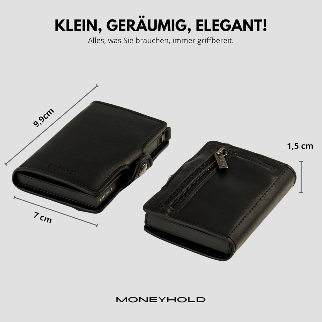 Moneyhold® Slim Wallet - Kartenetui Herren - Mini Geldbörse Herren auch mit Münzfach - Karten Portem